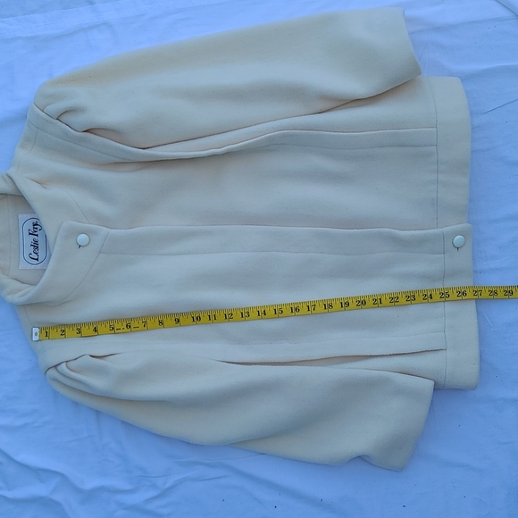 Leslie Fay wool blend cream puffy sleeve coat size 12 vintage - Picture 5 of 10